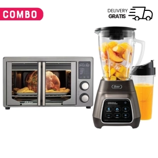 Combo Oster Horno Freidora 42L French Door + Licuadora con prog. automáticos y vaso BlendNGo