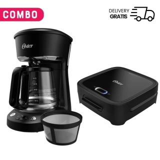 COMBO Oster Cafetera 12 tazas programable + Sandwichera Plato Hondo