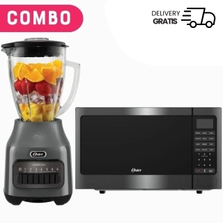 Combo Licuadora Oster® Con Vaso De Vidrio 1.5L 6 Velocidades  + Microondas Oster 20 Litros
