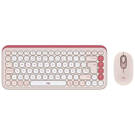 Teclado + Mouse Logitech Pop Icon Wireless - Rosa