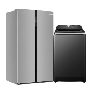Combo Oster Heladera Side By Side 623L F/S Inverter + Lavarropas Carga Superior 16Kg Inverter