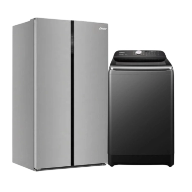 Combo Oster Heladera Side By Side 623L F/S Inverter + Lavarropas Carga Superior 16Kg Inverter