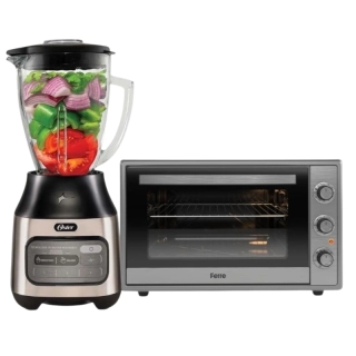 Combo Horno Electrico Ferre 60 litros Gris + Licuadora Oster® con tecnología reversible