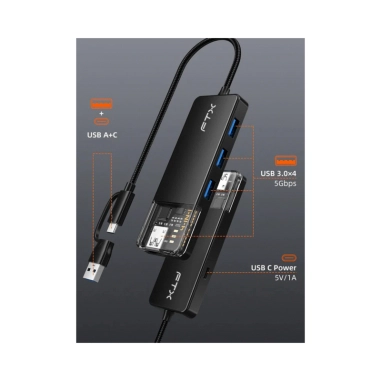 Hub FTX USB-C a 4 Puertos USB-A / USB 3.0 5Gbps