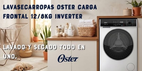 Lavasecarropas Oster 12/8 kg Inverter: características y ventajas